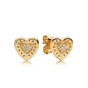PANDORA Signature Heart earrings gold